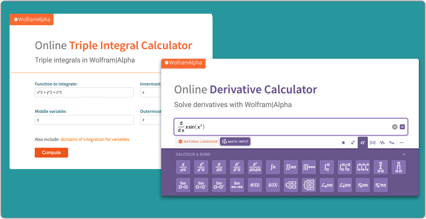Captura de pantalla de calculadoras de Wolfram|Alpha