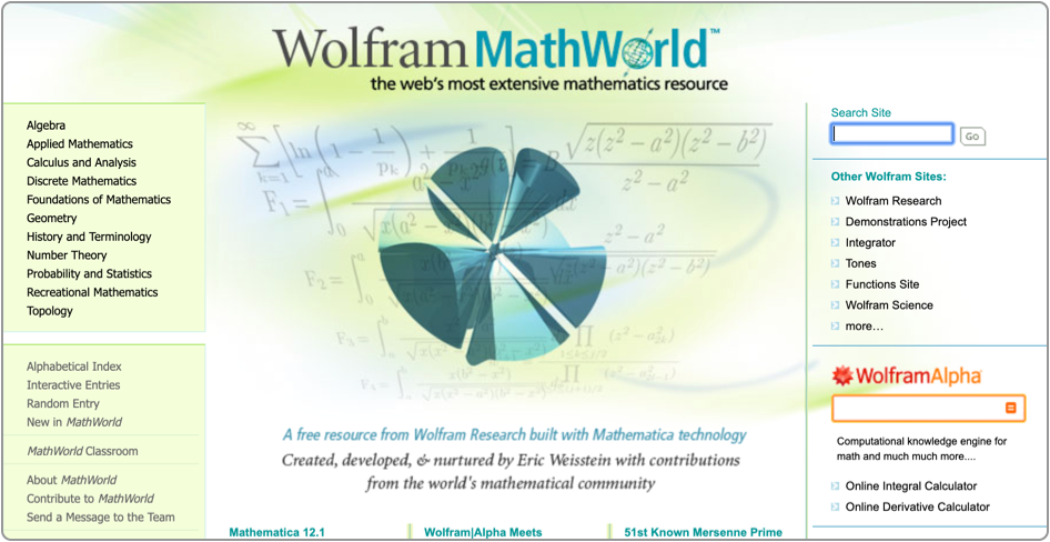 Imagen de página web de Wolfram MathWorld