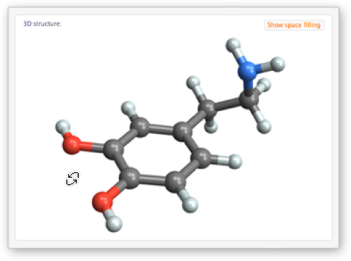 Estructura 3D de dopamina que puede ser girada