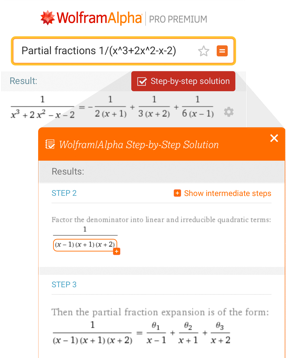 Ejemplo de solución paso a paso para fracciones parciales