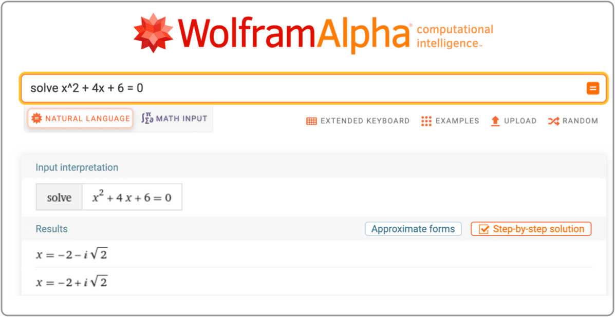 Imagen de página web wolframalpha.com