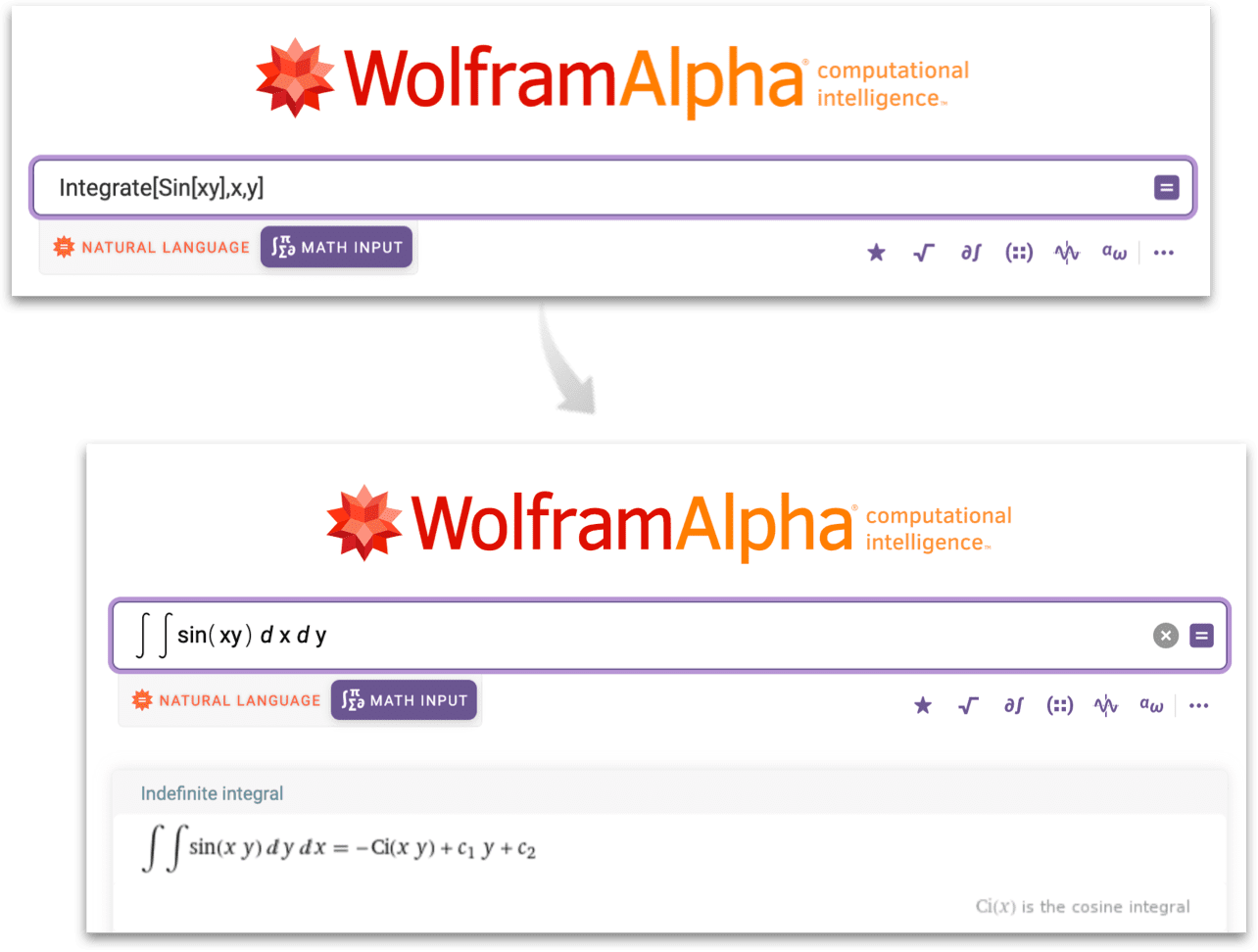 Ejemplo de conversión de Wolfram Language a entrada matemática